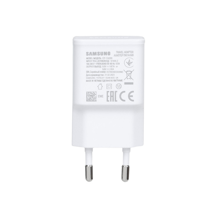 شارژر دیواری فست تک پورت SAMSUNG مدل 15W - سفید - درجه یک