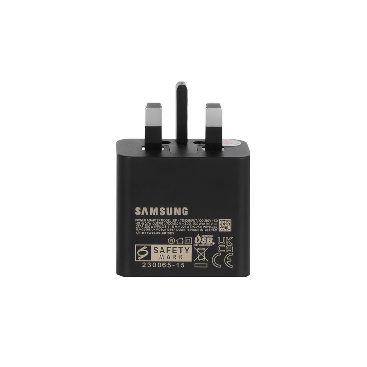 شارژر دیواری سه پین فست و PD تک پورت Samsung Type-C مدل EP-T2510 25W - مشکی
