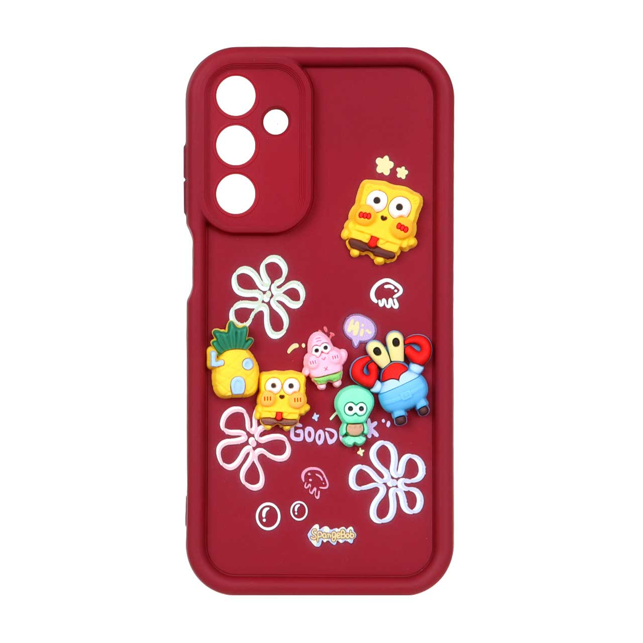قاب Solid Case عروسک برجسته باب اسفنجی Samsung Galaxy A15 - زرشکی