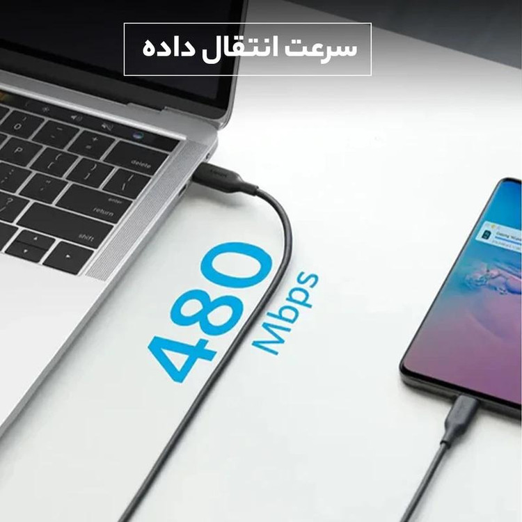 کابل شارژ فست ANKER Type-C to Type-C مدل A8752H11 - مشکی (گارانتی 18ماهه حافظه طلایی ایستا)