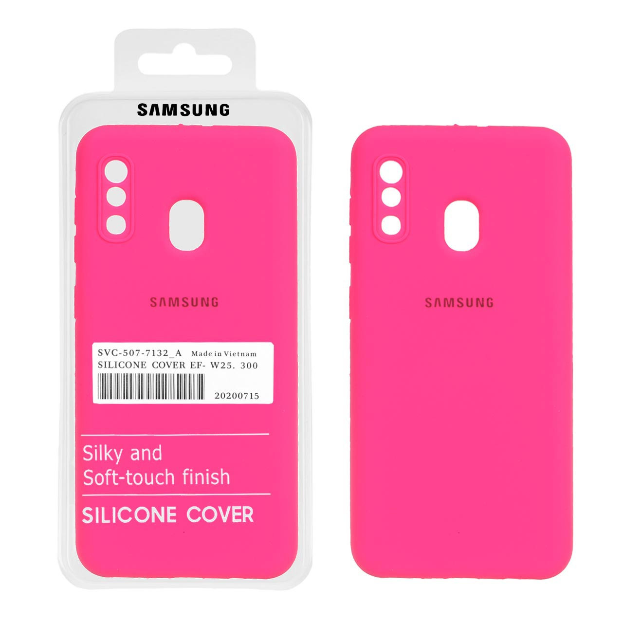 قاب سیلیکونی پاک کنی اورجینال درجه یک Samsung Galaxy A30 / A20 - صورتی فانتزی (پک دار)