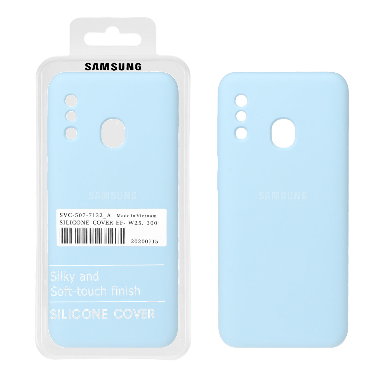 قاب سیلیکونی پاک کنی اورجینال درجه یک Samsung Galaxy A20 / A30 - آبی کبریتی (پک دار)