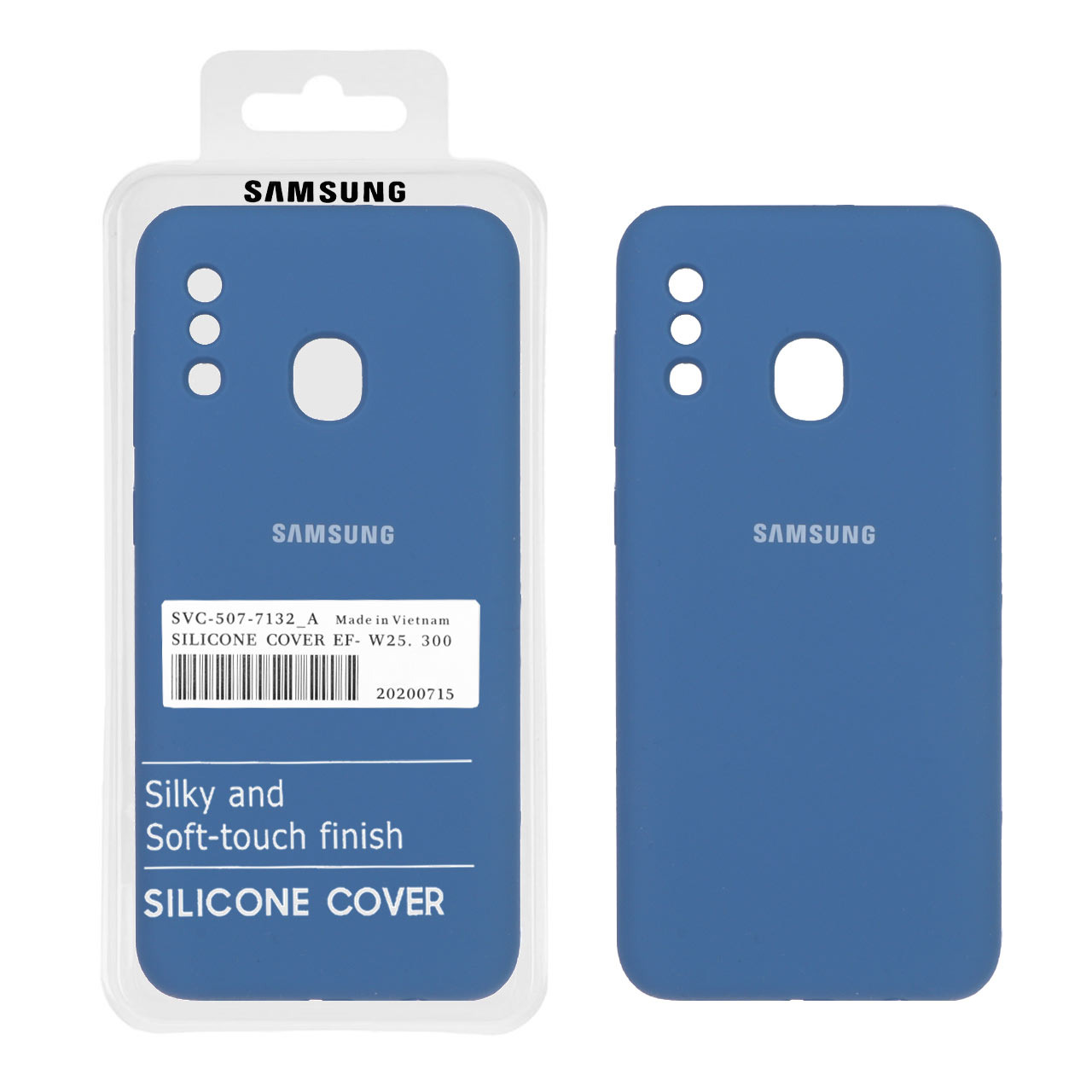 قاب سیلیکونی پاک کنی اورجینال درجه یک Samsung Galaxy A20 / A30 - آبی تیره (پک دار)