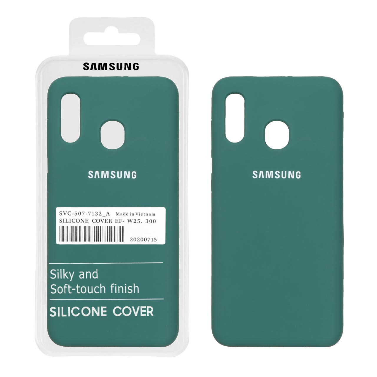 قاب سیلیکونی پاک کنی اورجینال درجه یک Samsung Galaxy A20 / A30 - سبز تیره (پک دار)