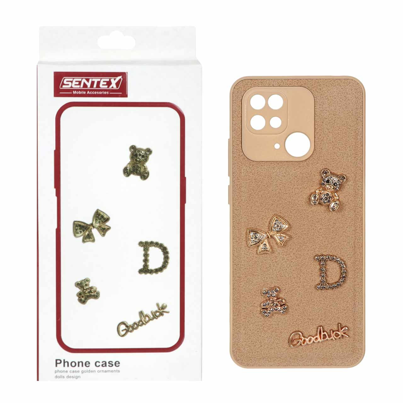 قاب Good Luck برجسته فانتزی Jewelry مدل Xiaomi Redmi 10C / Redmi 10 Power / Poco C40 - نسکافه ای (پک دار)