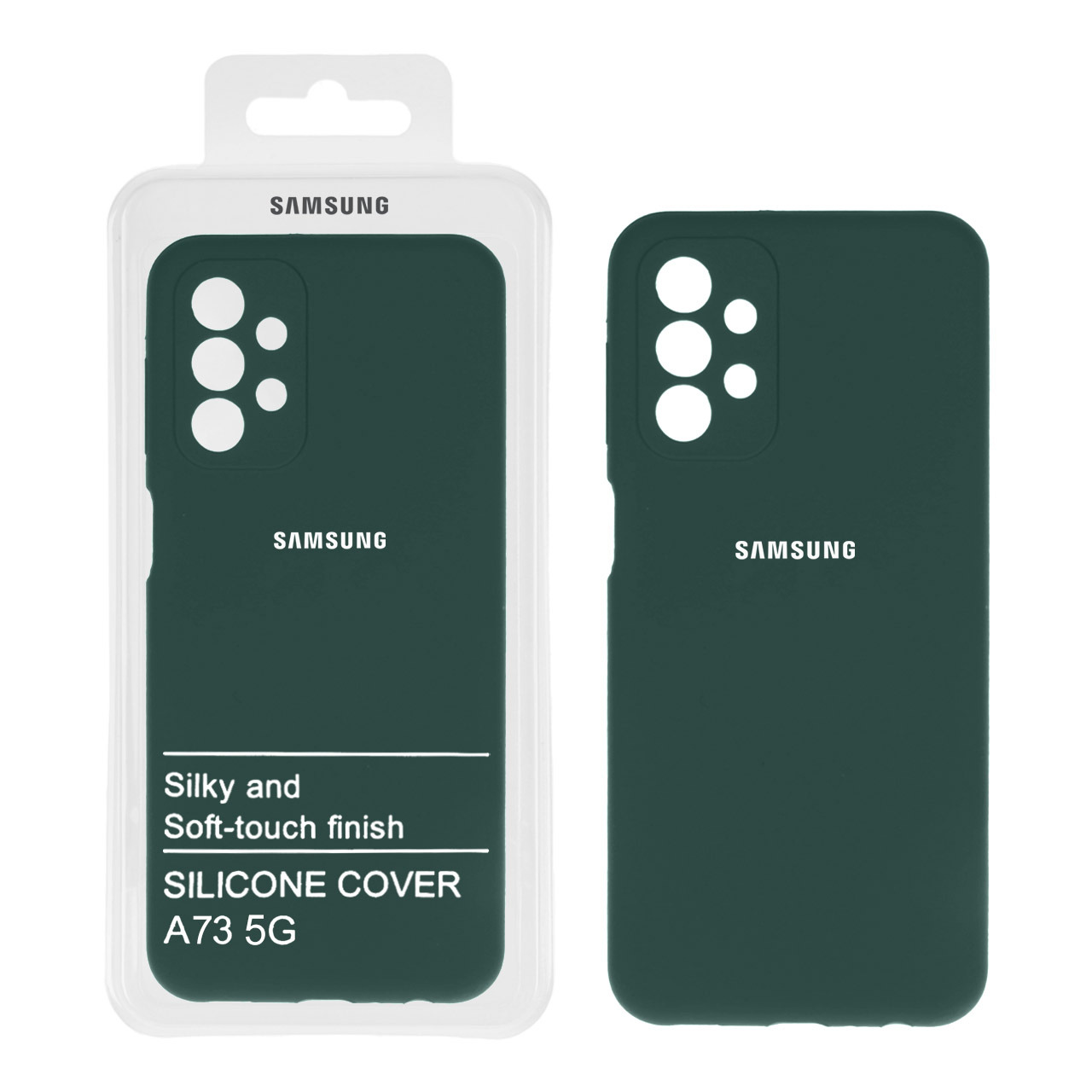 قاب سیلیکونی پاک کنی محافظ لنزدار Samsung A73-5G - سبز تیره (پک اصلی)