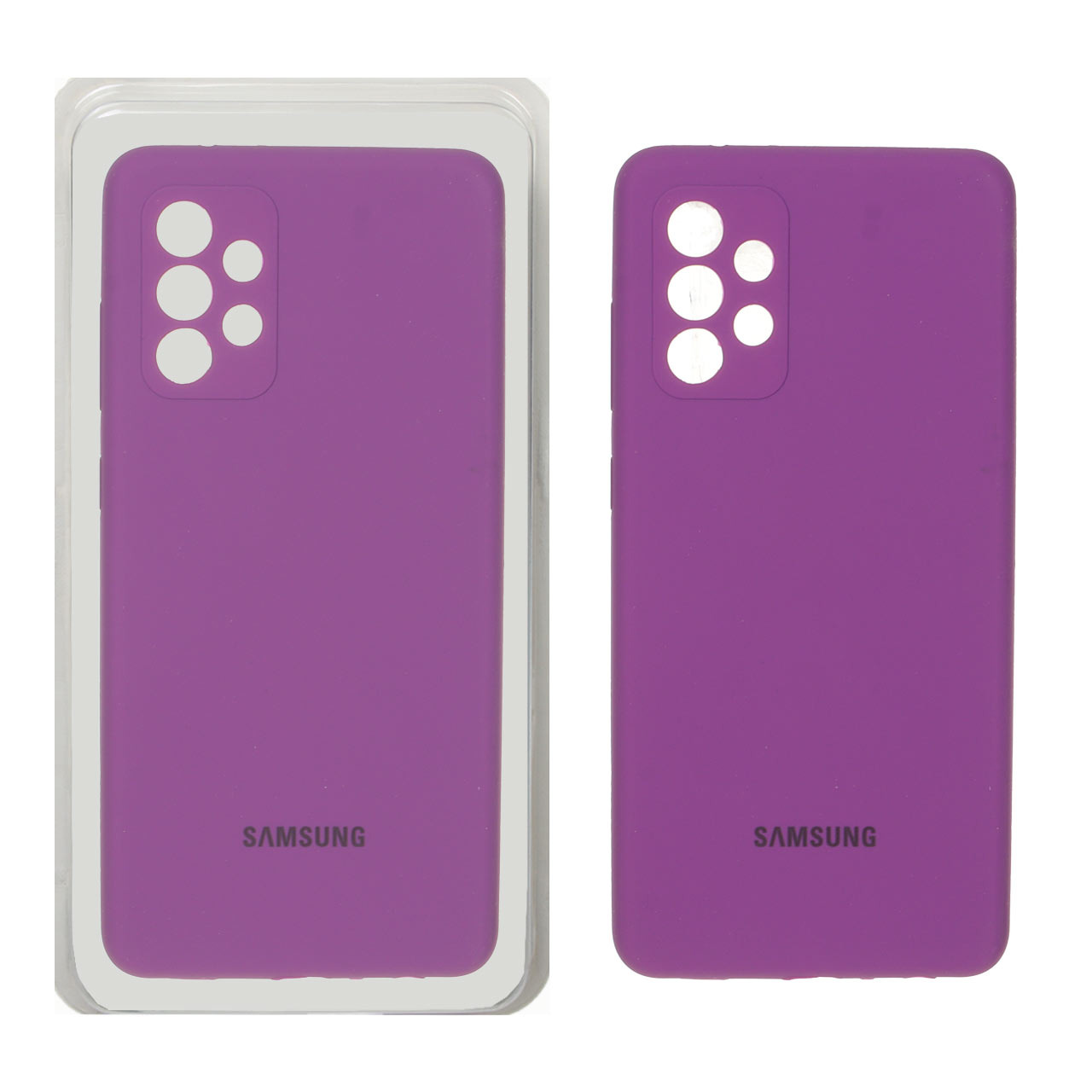 قاب سیلیکونی پاک کنی محافظ لنزدار اورجینال Samsung Galaxy A72 - ارغوانی (پک دار)