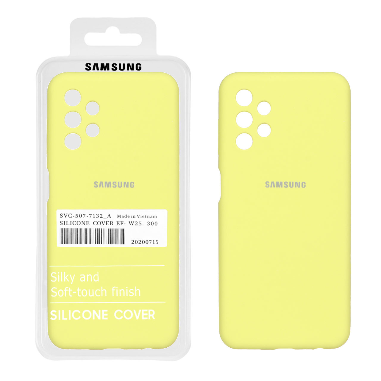قاب سیلیکونی پاک کنی محافظ لنزدار اورجینال Samsung Galaxy A53 - لیمویی (پک اصلی)
