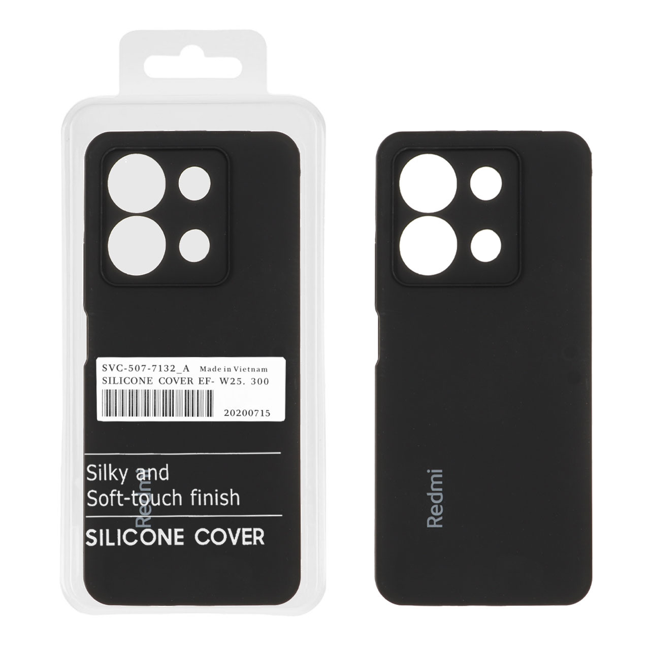 قاب سیلیکونی پاک کنی اورجینال درجه یک Xiaomi Redmi Note 13 4G - مشکی (پک دار)