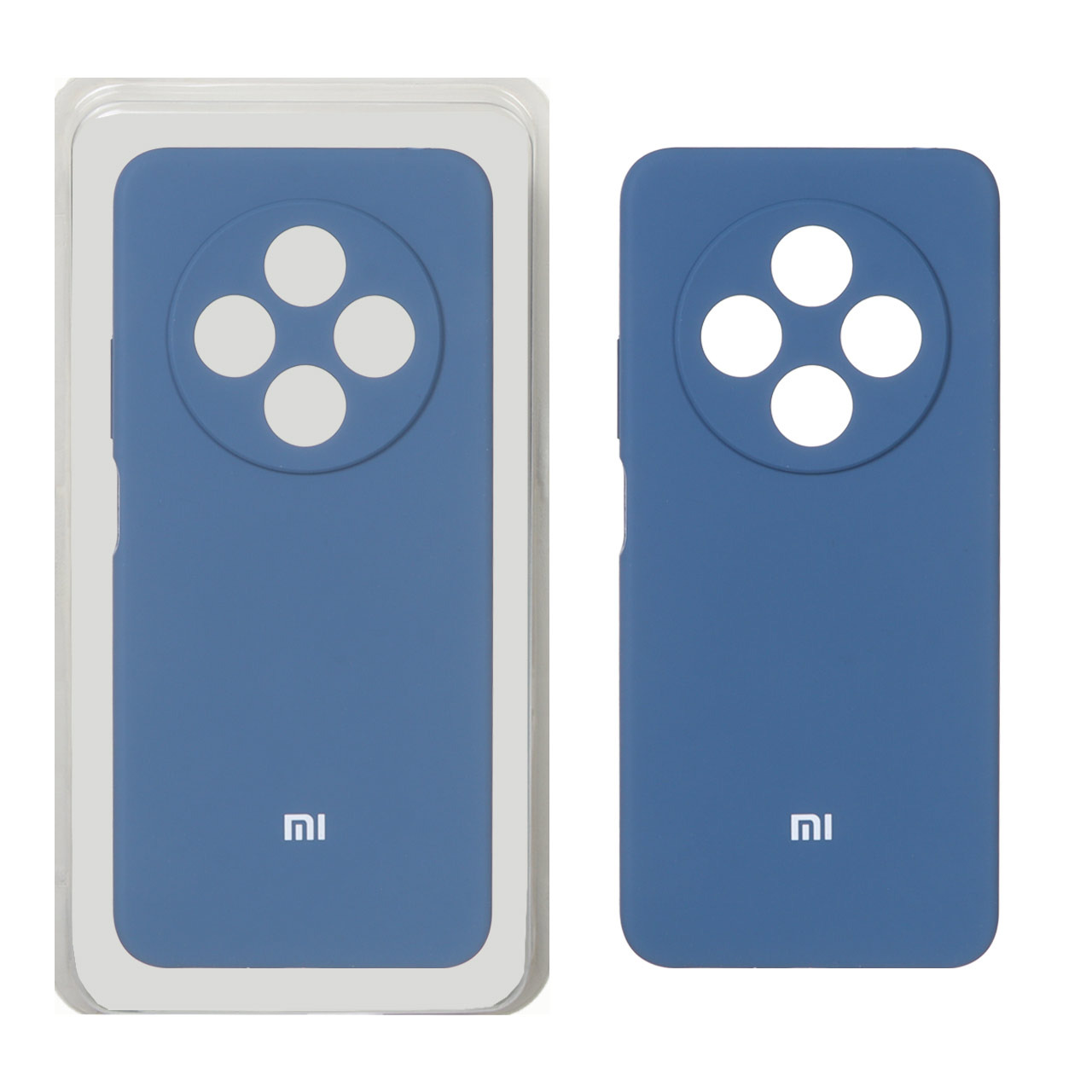 قاب سیلیکونی پاک کنی محافظ لنزدار اورجینال Xiaomi Redmi 14C / Redmi A4 / Poco C75 - آبی تیره (پک اصلی)