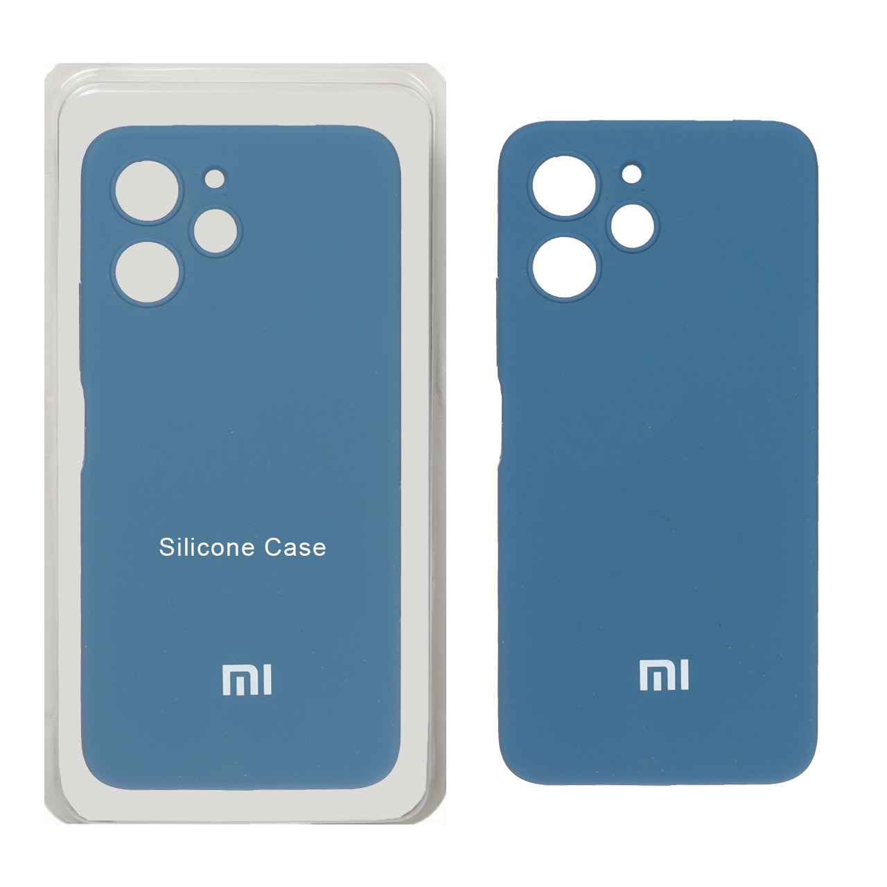 قاب سیلیکونی پاک کنی محافظ لنزدار اورجینال Xiaomi Redmi 12 / Poco M6 Pro 5G - آبی تیره (پک اصلی)