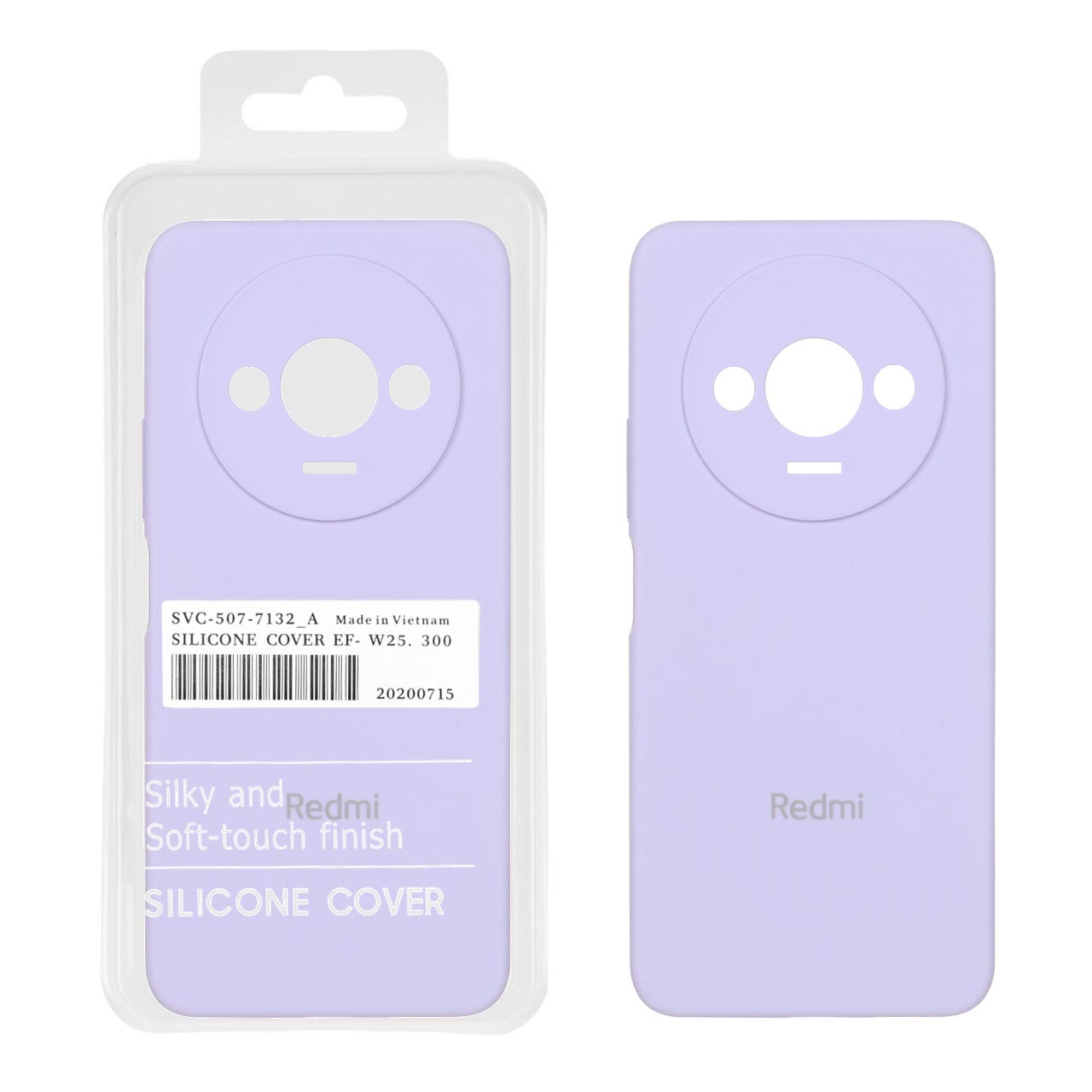 قاب سیلیکونی پاک کنی اورجینال درجه یک Xiaomi Redmi A3 / A3x / Poco C61 - یاسی (پک دار)