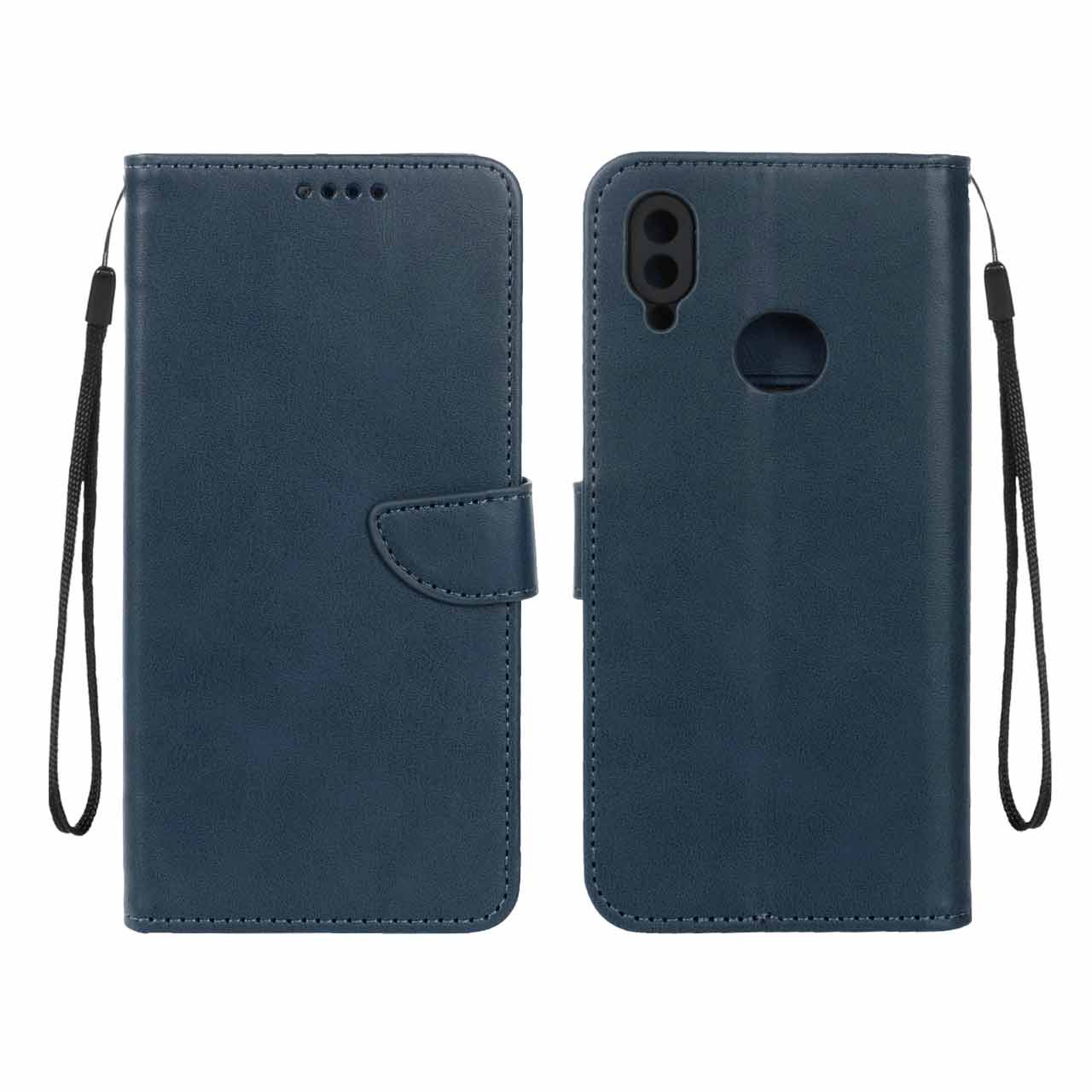 کیف چرمی موبایل مگنتی محافظ لنزدار Samsung Galaxy A10s - سرمه ای