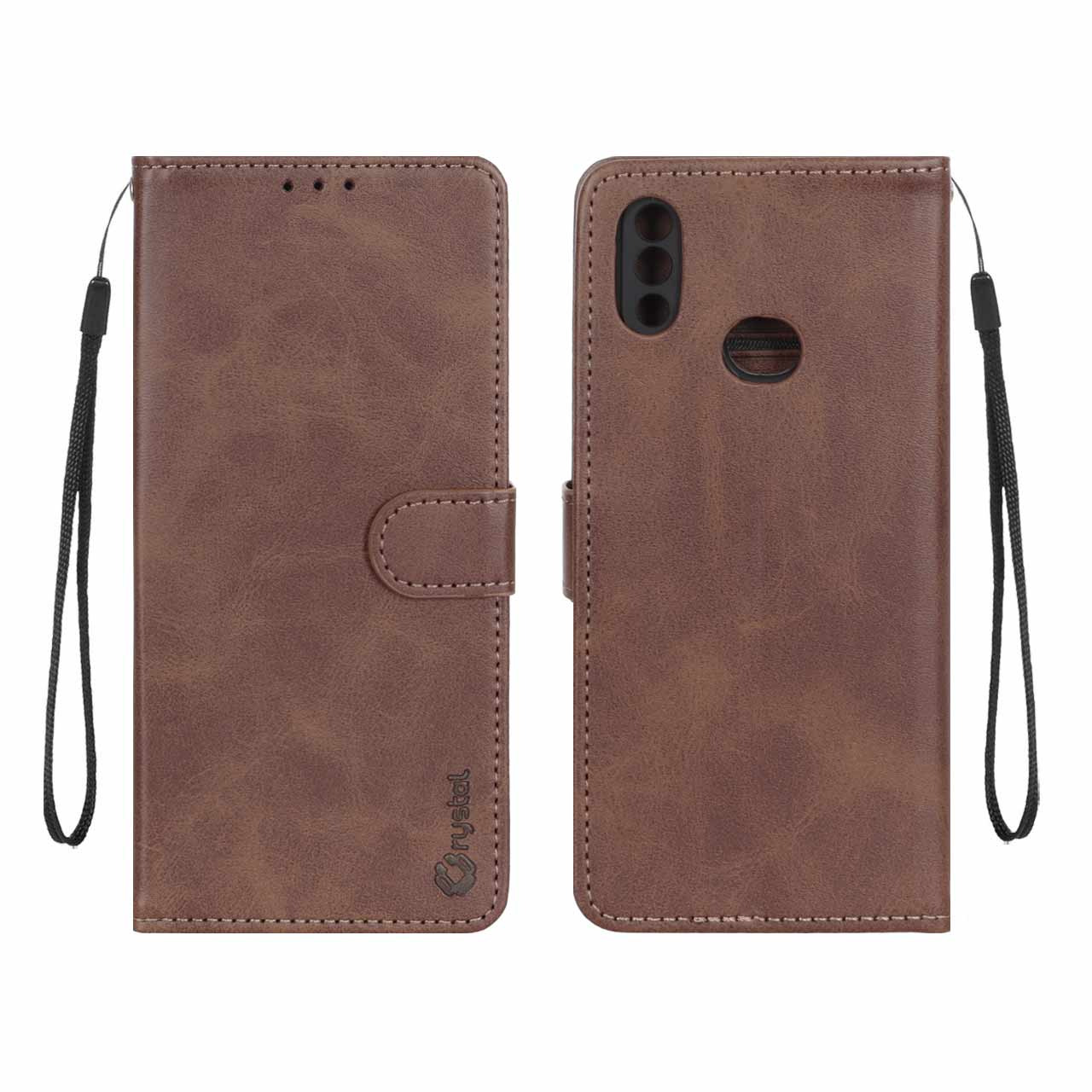 کیف چرمی موبایل مگنتی محافظ لنزدار Samsung Galaxy A10s - قهوه ای
