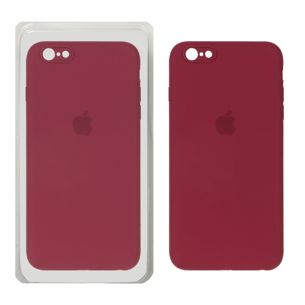 قاب سیلیکونی پاک کنی محافظ لنزدار اورجینال Apple iPhone 6 Plus / iPhone 6s Plus - زرشکی (پک دار)