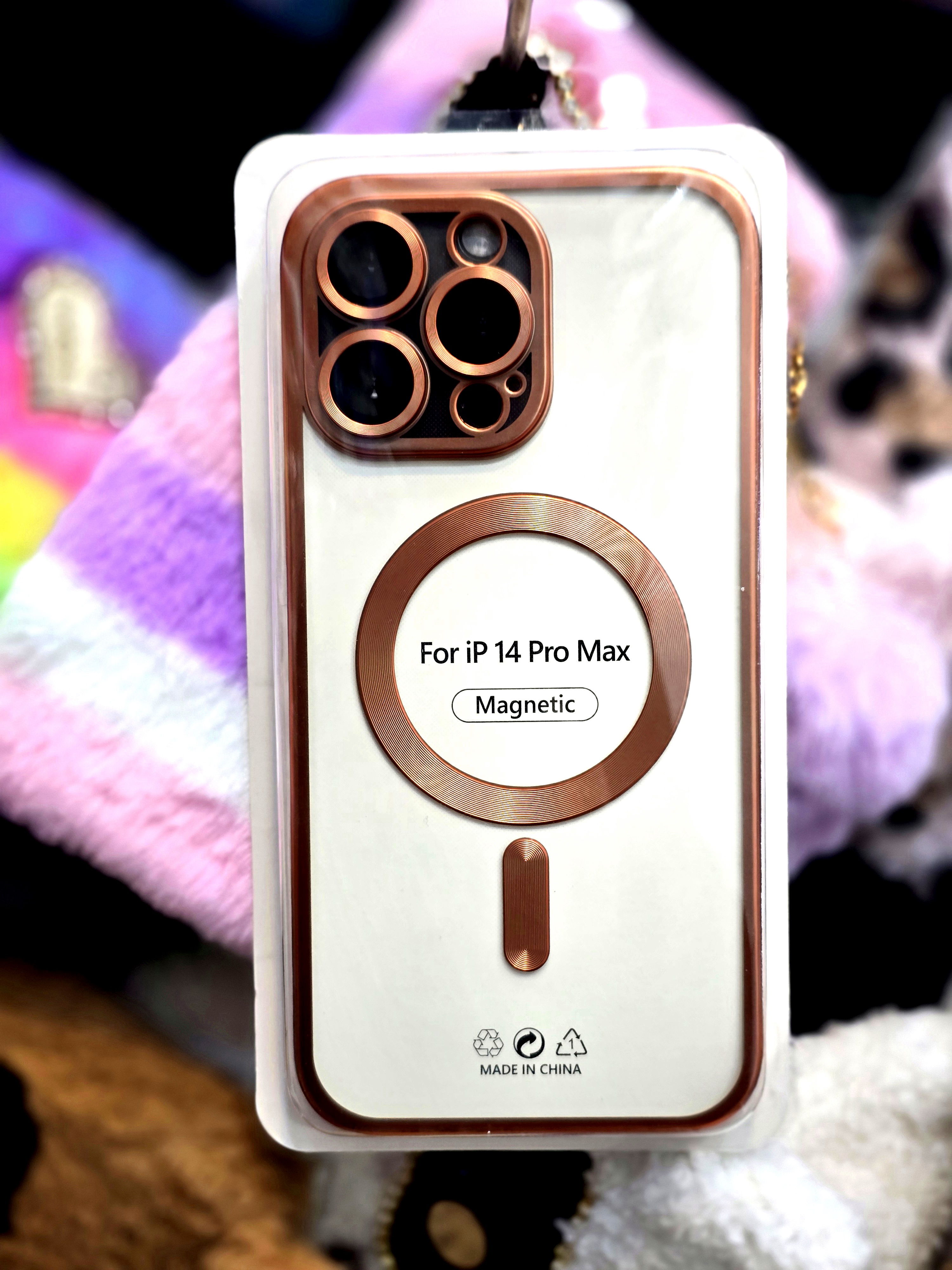 قاب اورجینال الکترواستاتیک Magsafe لنز گلس دار Apple iPhone 14 Pro Max  پک دار نارنجی