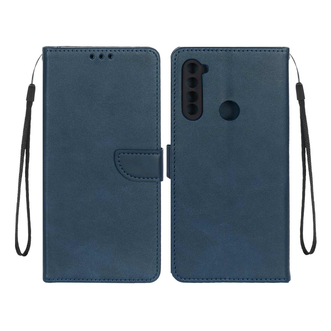 کیف چرمی موبایل مگنتی محافظ لنزدار  Xiaomi Redmi Note 8 سرمه ای