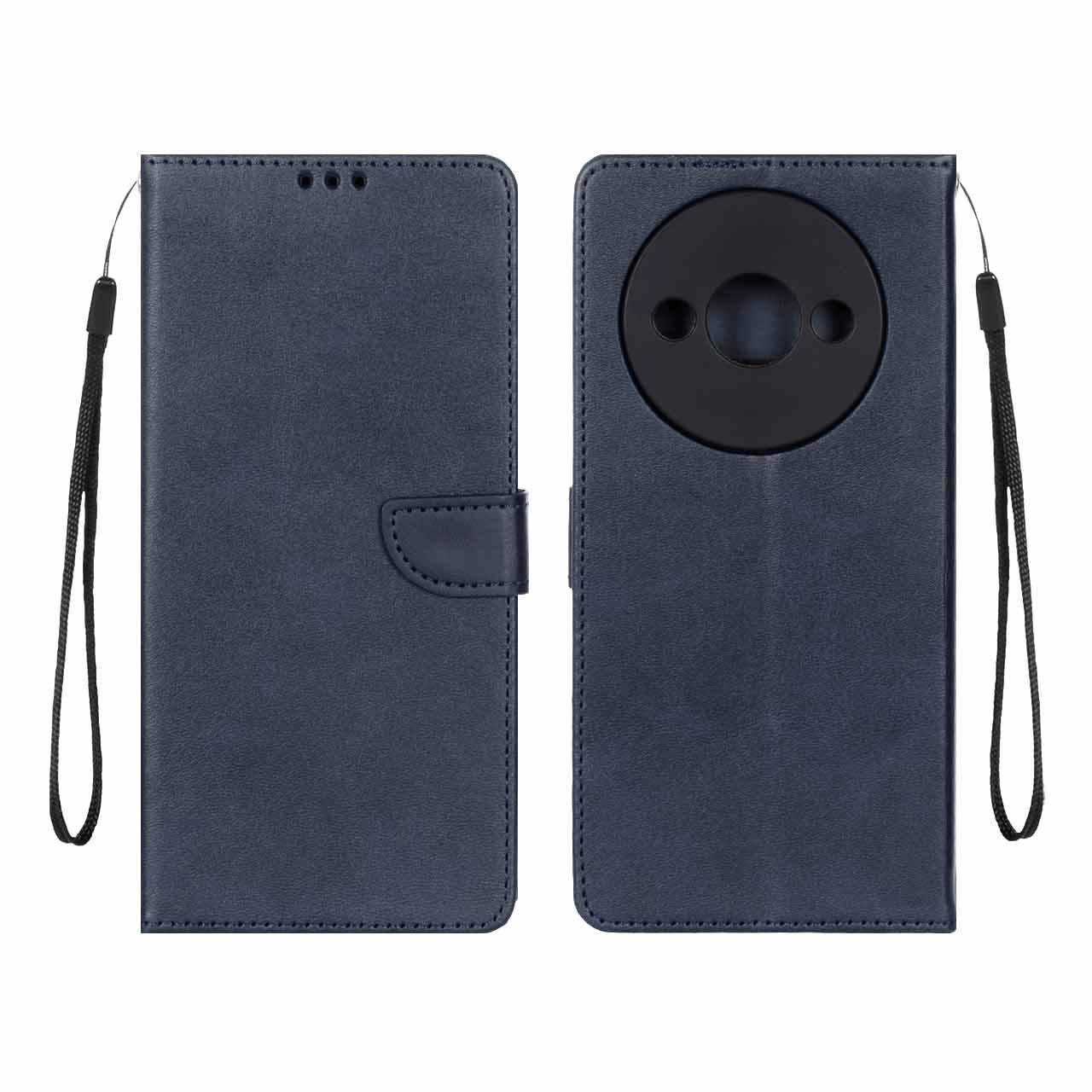 کیف چرمی موبایل مگنتی محافظ لنزدار / Xiaomi Redmi A3 A3x / Poco C61 - سرمه ای