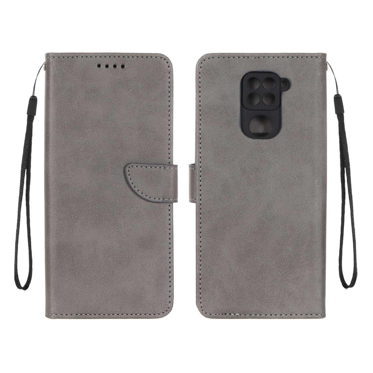 کیف چرمی موبایل مگنتی محافظ لنزدار Xiaomi Redmi Note 9 / Redmi 10X 5G / Redmi 10X Pro 5G - خاکستری