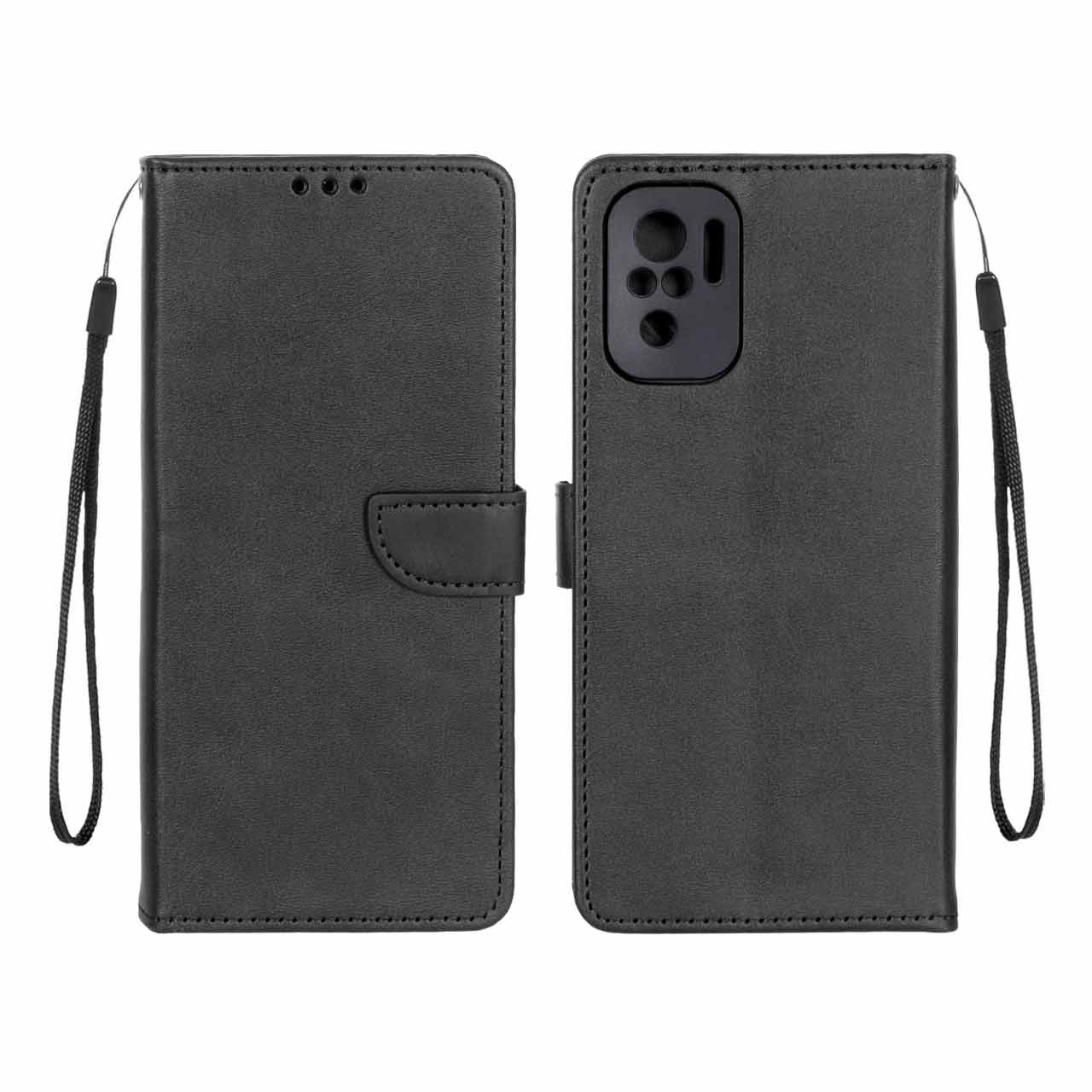 کیف چرمی موبایل مگنتی محافظ لنزدار Xiaomi Redmi Note 10 4G / Redmi Note 10S / Poco M5S - مشکی