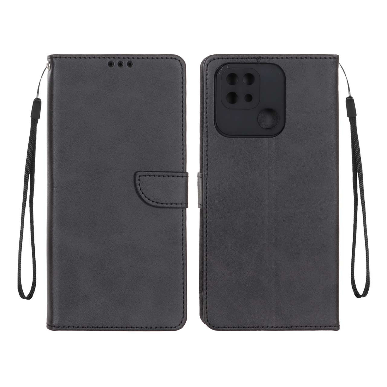 کیف چرمی موبایل مگنتی محافظ لنزدار Xiaomi Redmi 10C / Redmi 10 Power / Poco C40 - مشکی