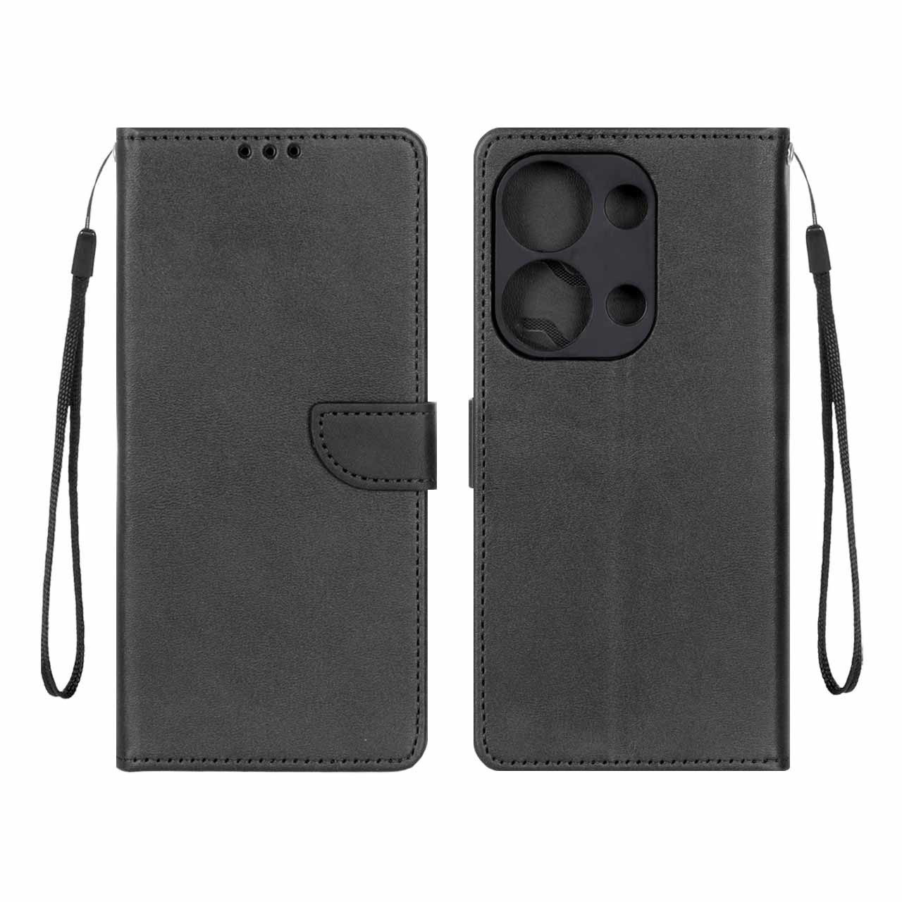 کیف چرمی موبایل مگنتی محافظ لنزدار Xiaomi Redmi Note 14S / Note 13 Pro 4G / Poco M6 Pro 4G - مشکی