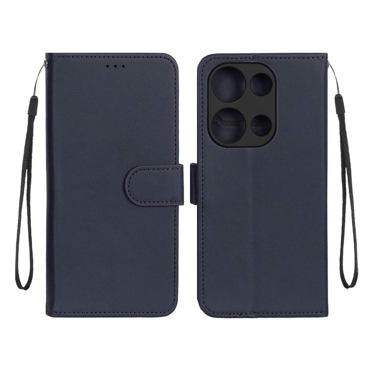 کیف چرمی موبایل مگنتی محافظ لنزدار Xiaomi Redmi Note 14S / Note 13 Pro 4G / Poco M6 Pro 4G - سرمه ای