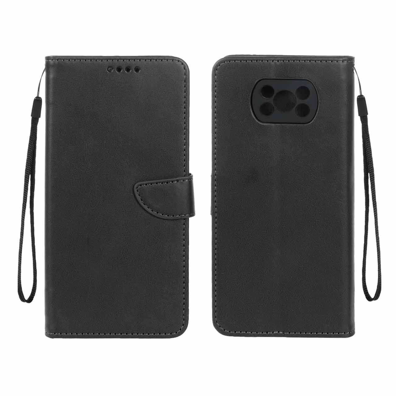 کیف چرمی موبایل مگنتی محافظ لنزدار Xiaomi Poco X3 / Poco X3 Pro / Poco X3 NFC - مشکی