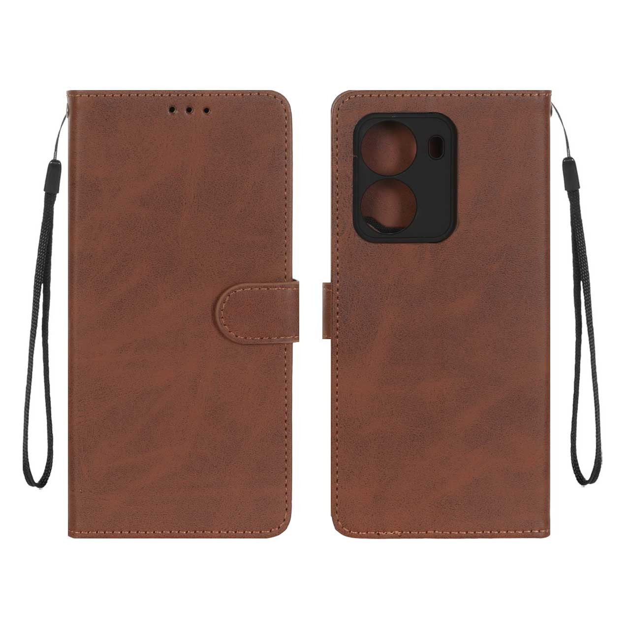 کیف چرمی موبایل مگنتی محافظ لنزدار Xiaomi Poco X7 Pro - قهوه ای
