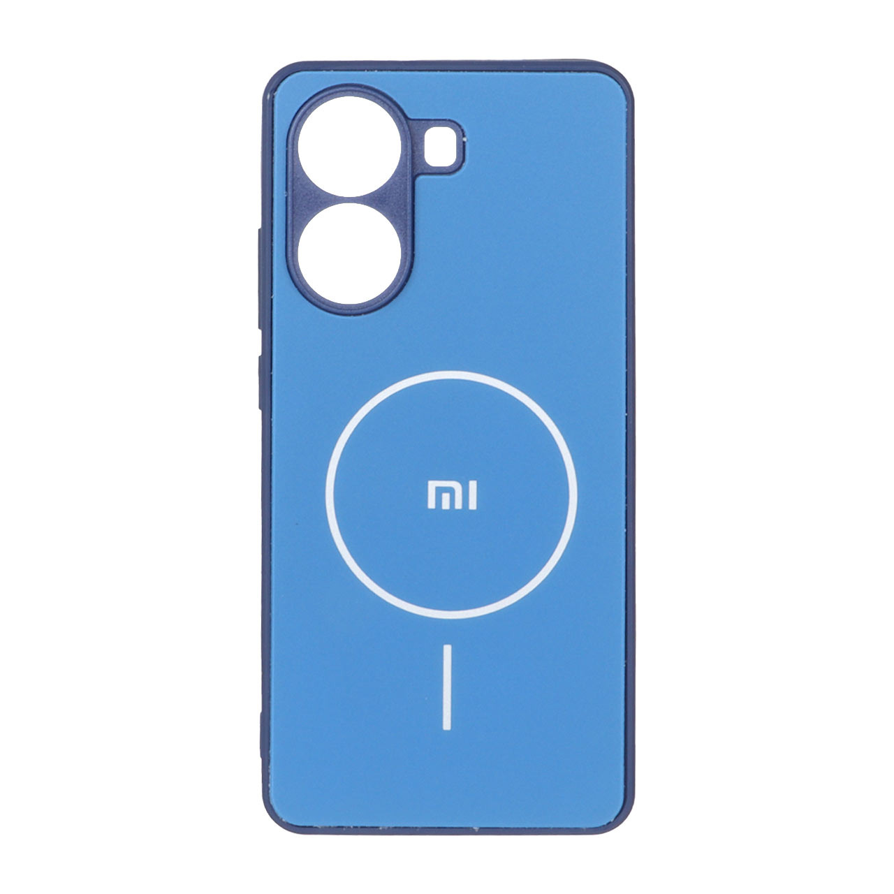 قاب طرح PVD مات طرح مگ سیف لوگودار Xiaomi Poco X7 Pro - آبی