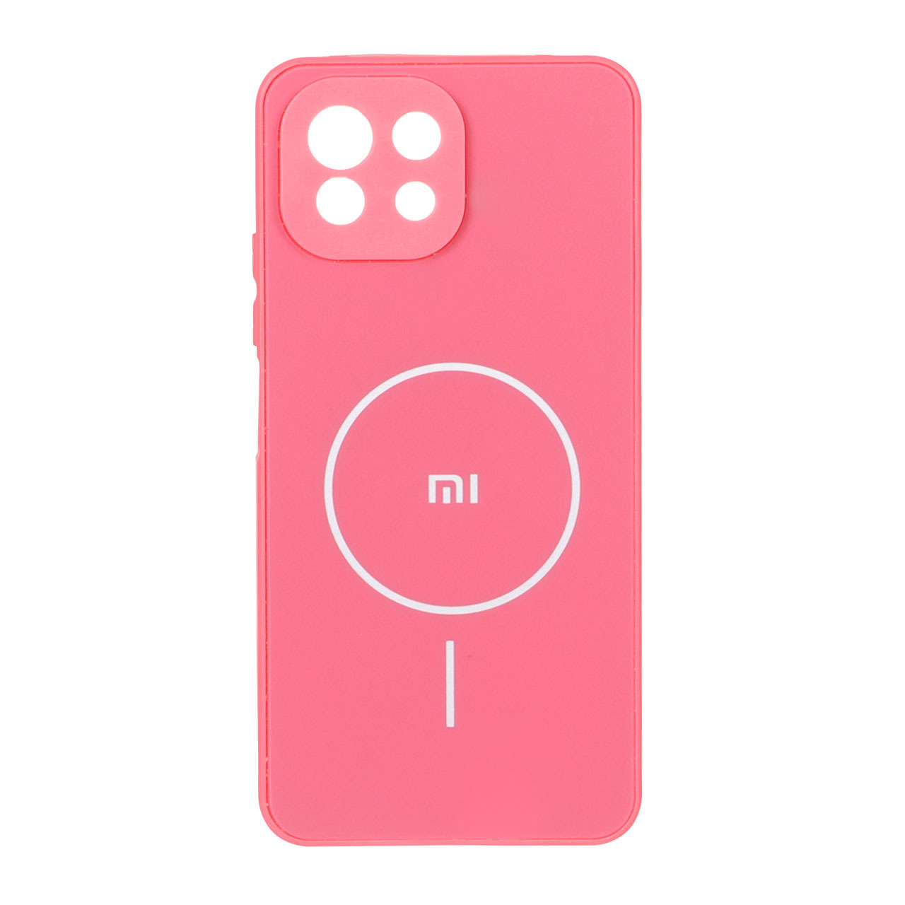 قاب طرح PVD مات طرح مگ سیف لوگودار Xiaomi Mi 11 Lite - صورتی