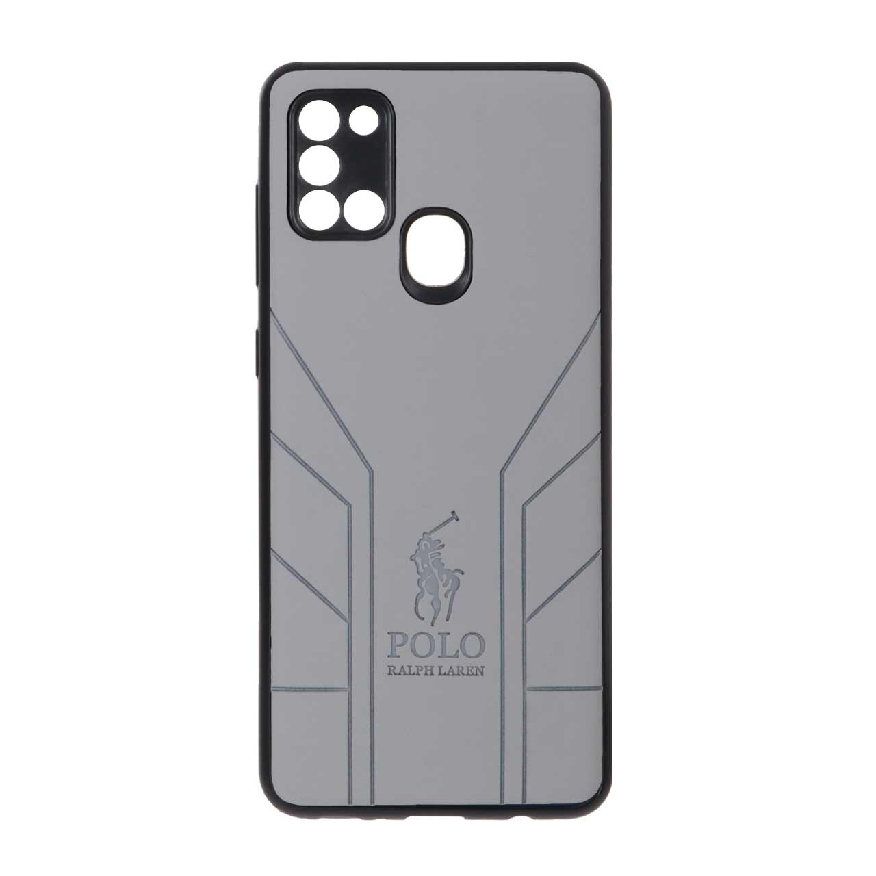 قاب طرح چرم POLO Ralph Laren مدل Samsung Galaxy A21s - خاکستری
