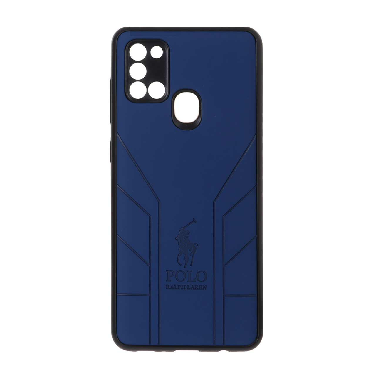 قاب طرح چرم POLO Ralph Laren مدل Samsung Galaxy A21s - سرمه ای