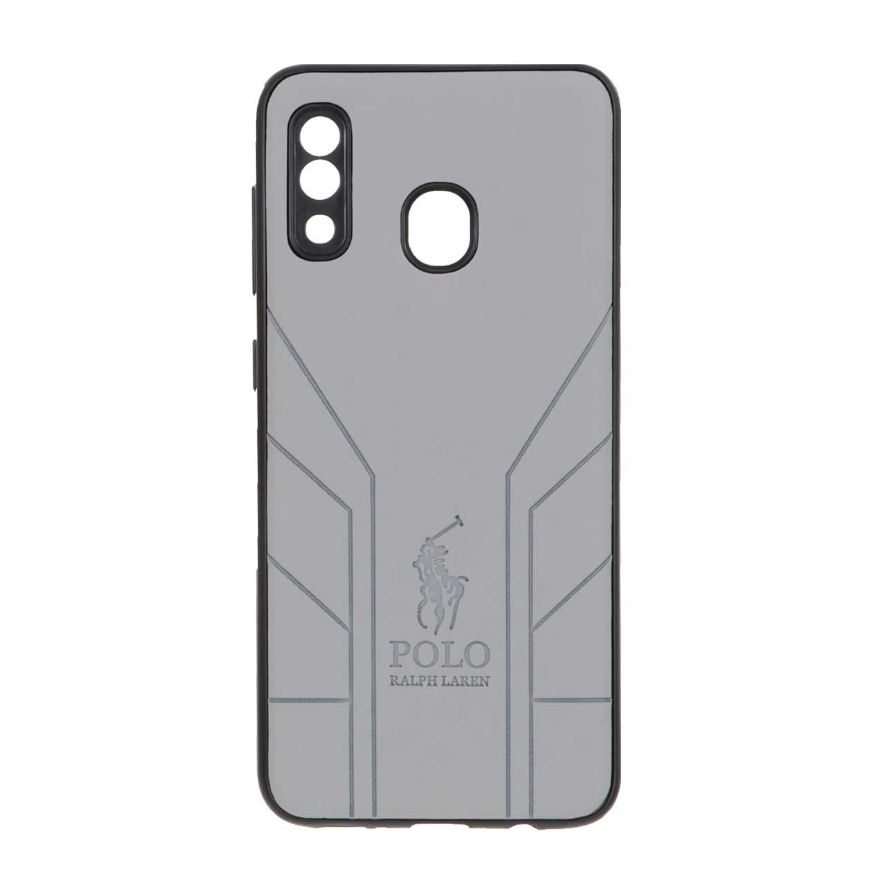 قاب طرح چرم POLO Ralph Laren مدل Samsung Galaxy A20 / A30 - خاکستری