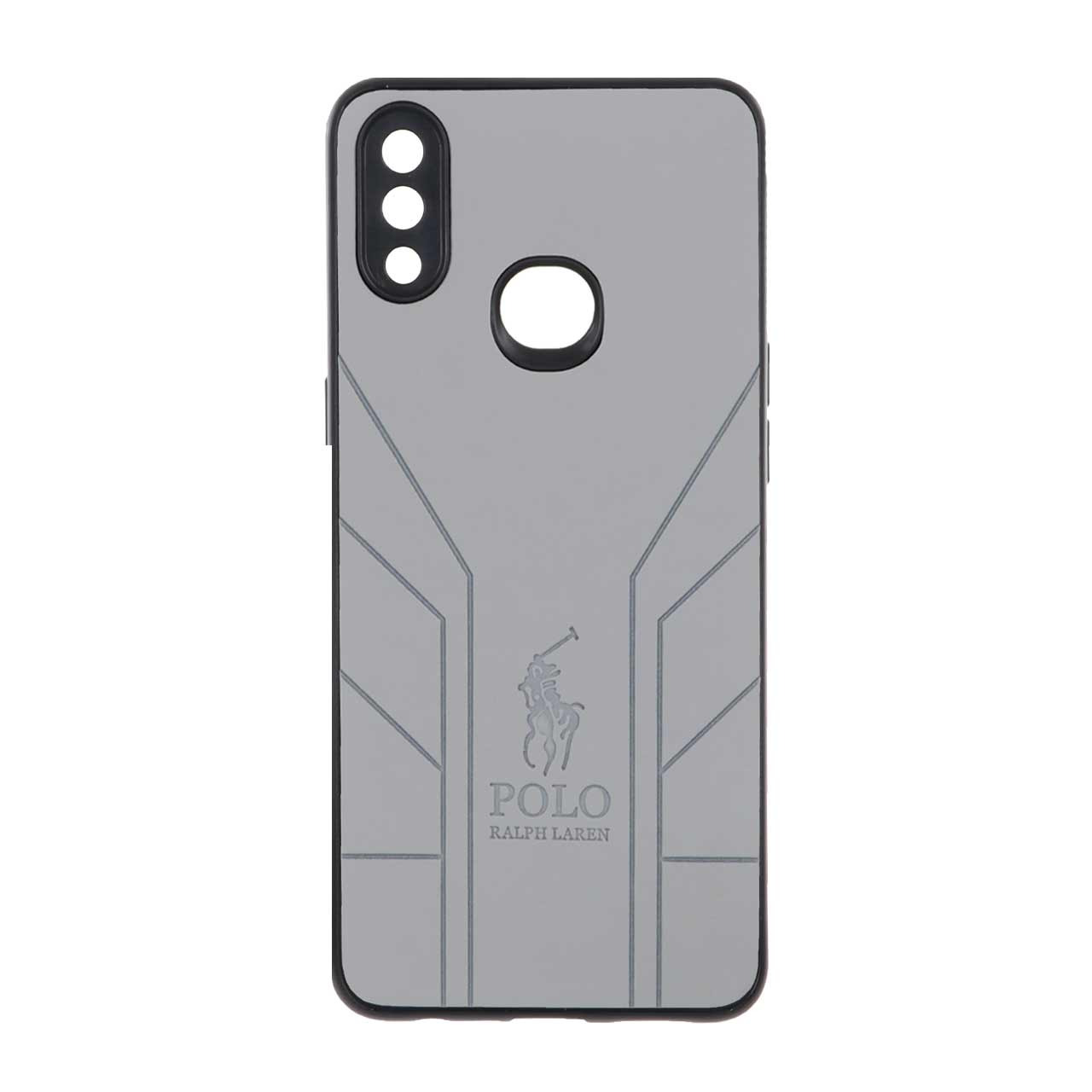قاب طرح چرم POLO Ralph Laren مدل Samsung Galaxy A10s - خاکستری