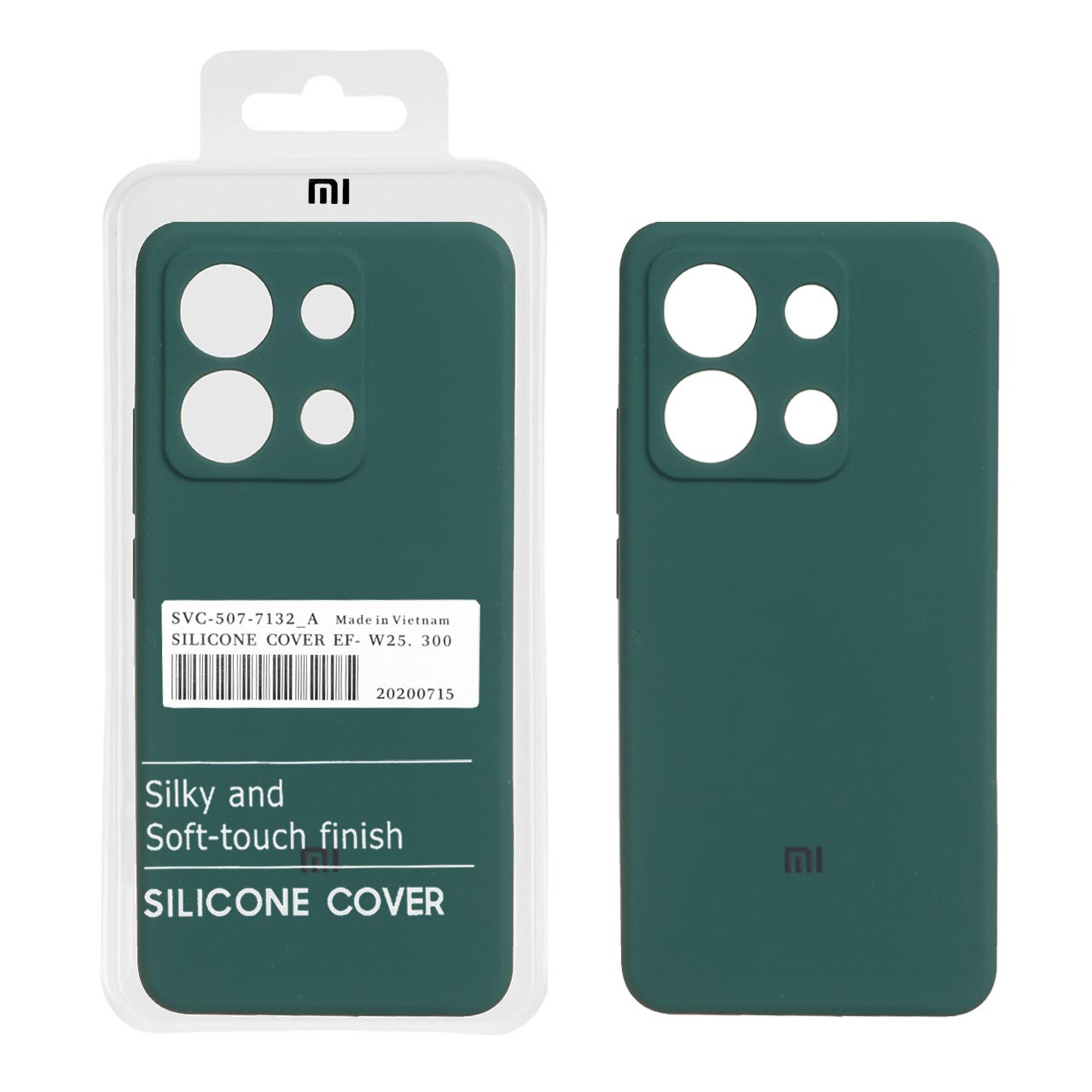 قاب سیلیکونی پاک کنی اورجینال درجه یک Xiaomi Redmi Note 13 4G - سبز تیره (پک دار)