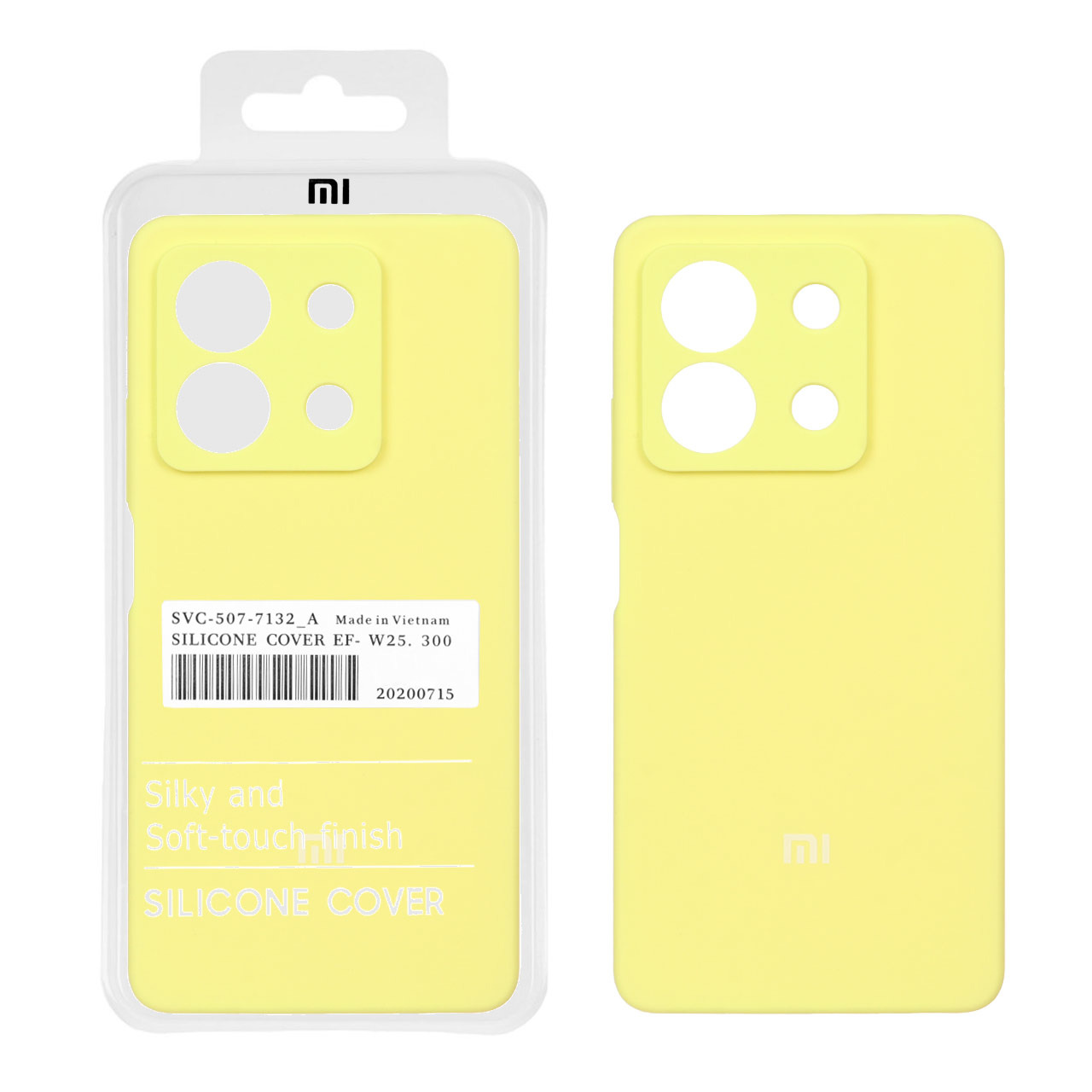 قاب سیلیکونی پاک کنی اورجینال درجه یک Xiaomi Redmi Note 13 5G - زرد (پک دار)