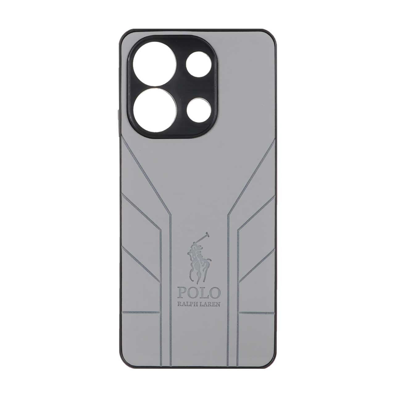 قاب طرح چرم POLO Ralph Laren مدل Xiaomi Redmi Note 13 4G - خاکستری