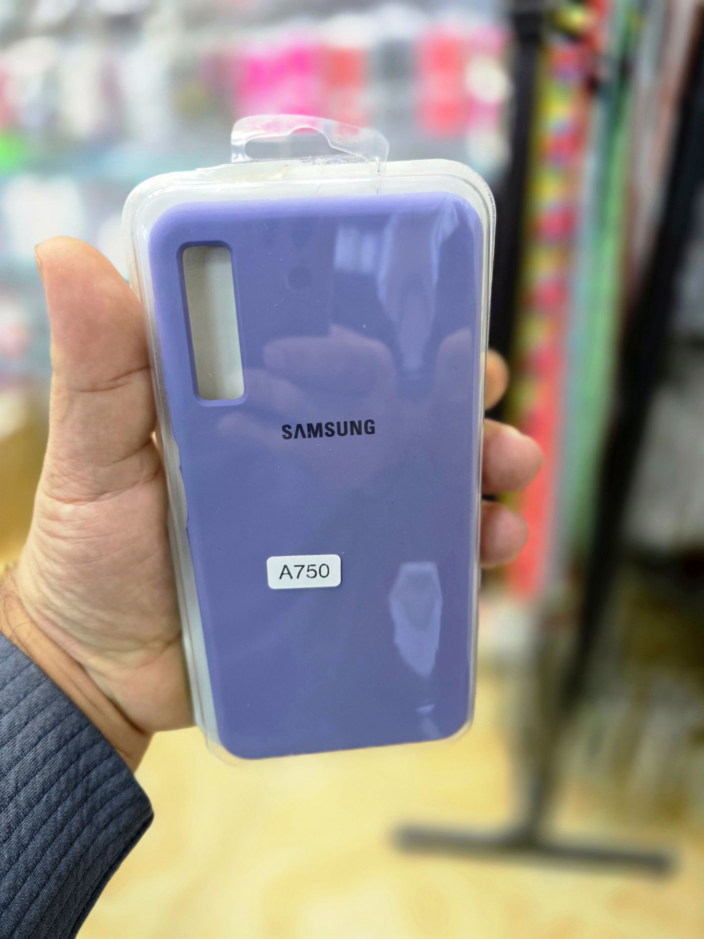 قاب سیلیکونی پاک کنی اورجینال Samsung Galaxy A750 / A7 (2018) - یاسی تیره (پک دار) - CHP