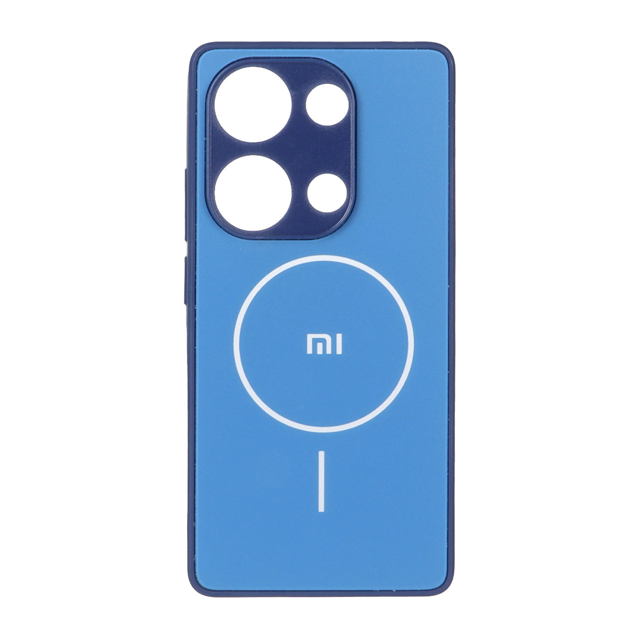 قاب طرح PVD مات طرح مگ سیف لوگودار Xiaomi Redmi Note 14S / Note 13 Pro 4G / Poco M6 Pro 4G - آبی