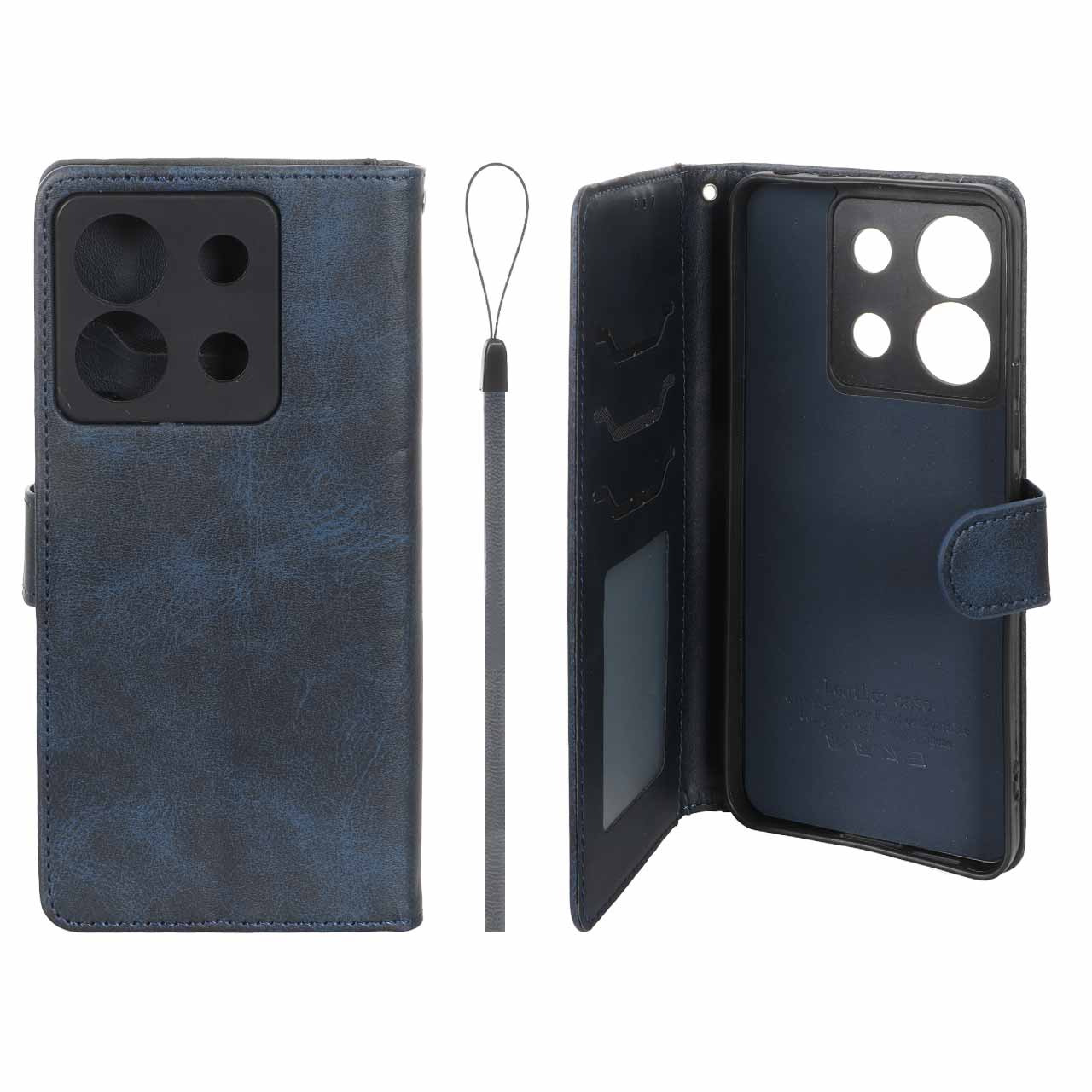کیف موبایل مگنتی درجه یک داخل خز MNC Plus مدل Xiaomi Redmi Note 13 Pro 5G / Poco X6 5G - سرمه ای