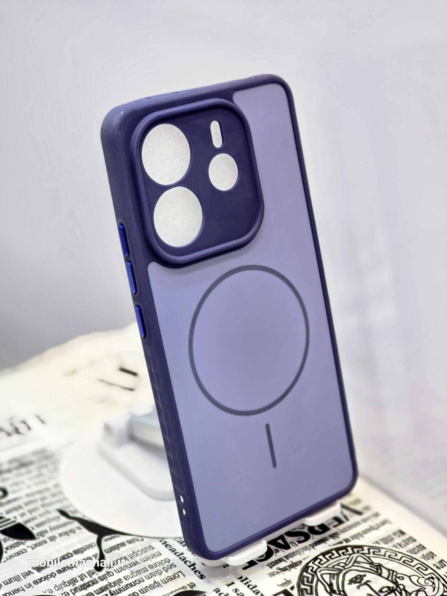 قاب رنگی طرح مگ سیف محافظ لنزدار Xiaomi Redmi Note 14 4G - سرمه ای