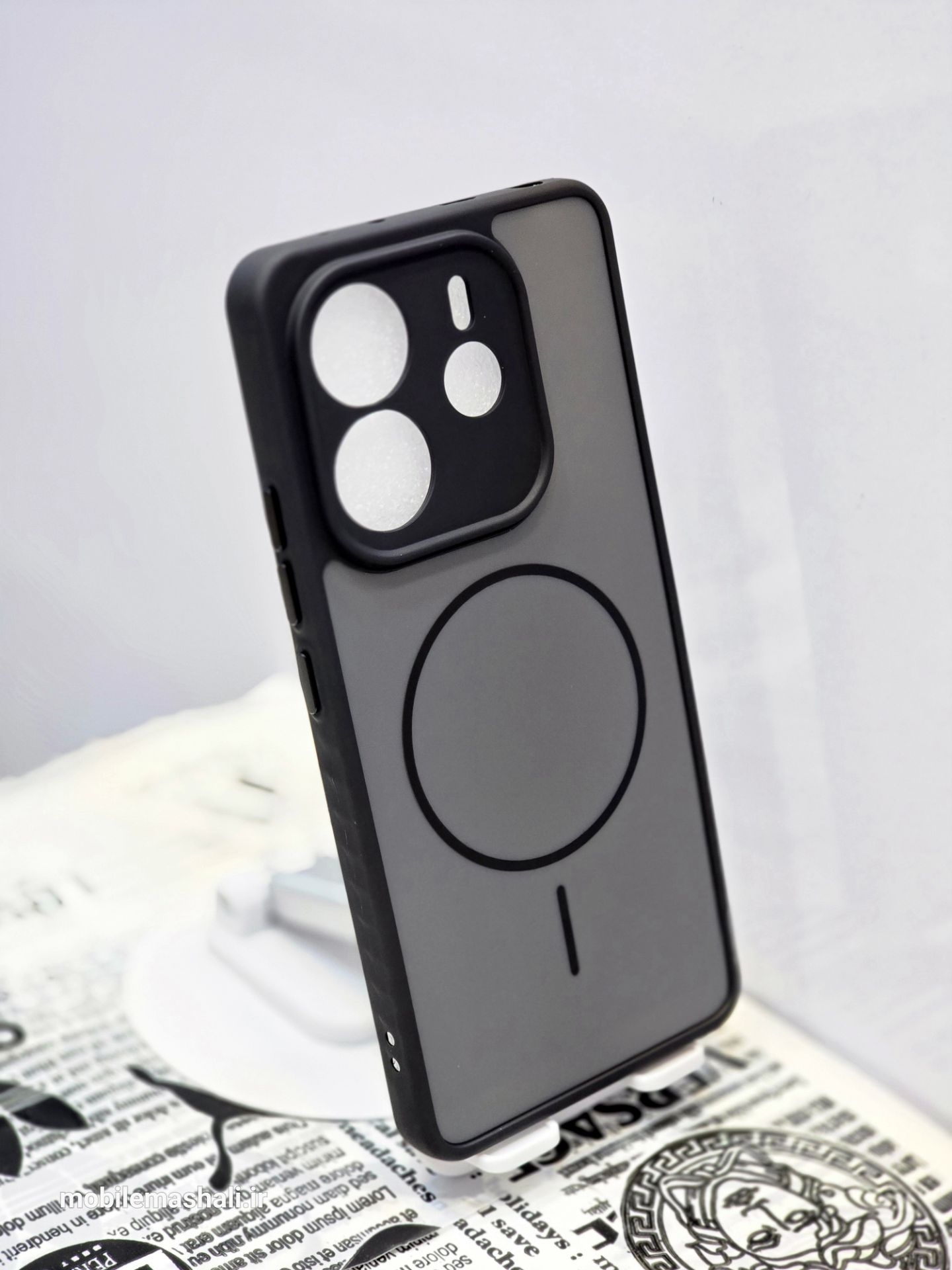 قاب رنگی طرح مگ سیف محافظ لنزدار Xiaomi Redmi Note 14 4G - مشکی