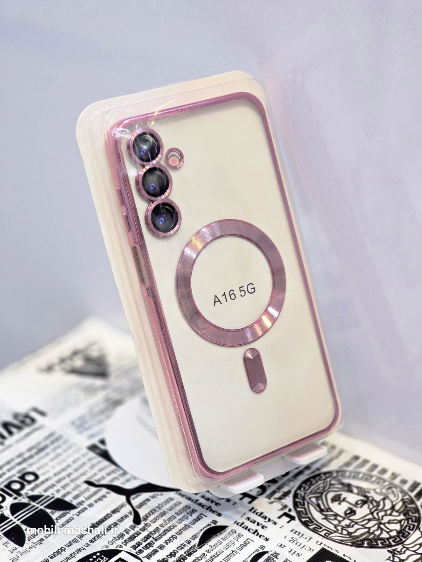 قاب اورجینال الکترواستاتیک Magsafe لنز گلس دار Samsung Galaxy A16 - صورتی