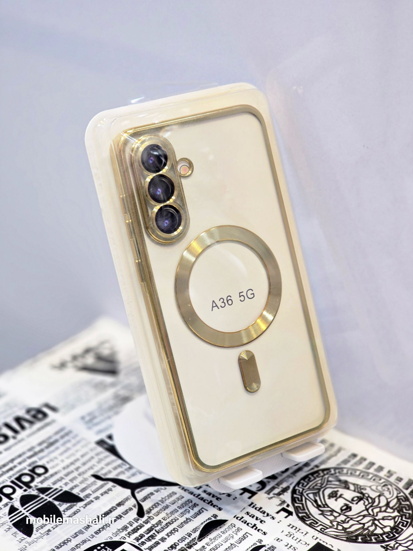 قاب اورجینال الکترواستاتیک Magsafe لنز گلس دار Samsung Galaxy A36 - طلایی