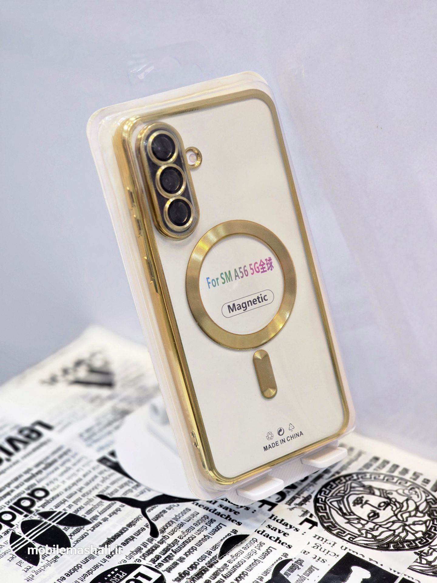 قاب اورجینال الکترواستاتیک Magsafe لنز گلس دار Samsung Galaxy A56 - طلایی