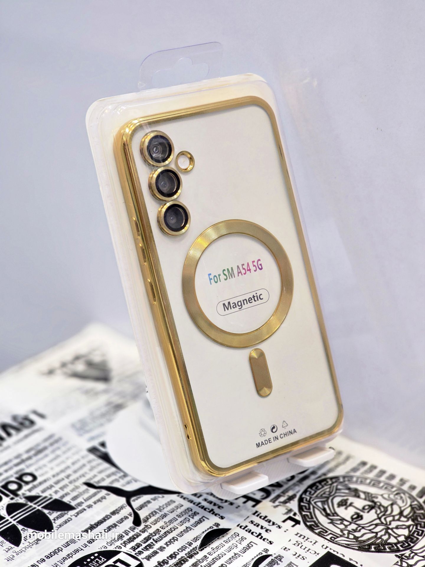 قاب اورجینال الکترواستاتیک Magsafe لنز گلس دار Samsung Galaxy A54 - طلایی