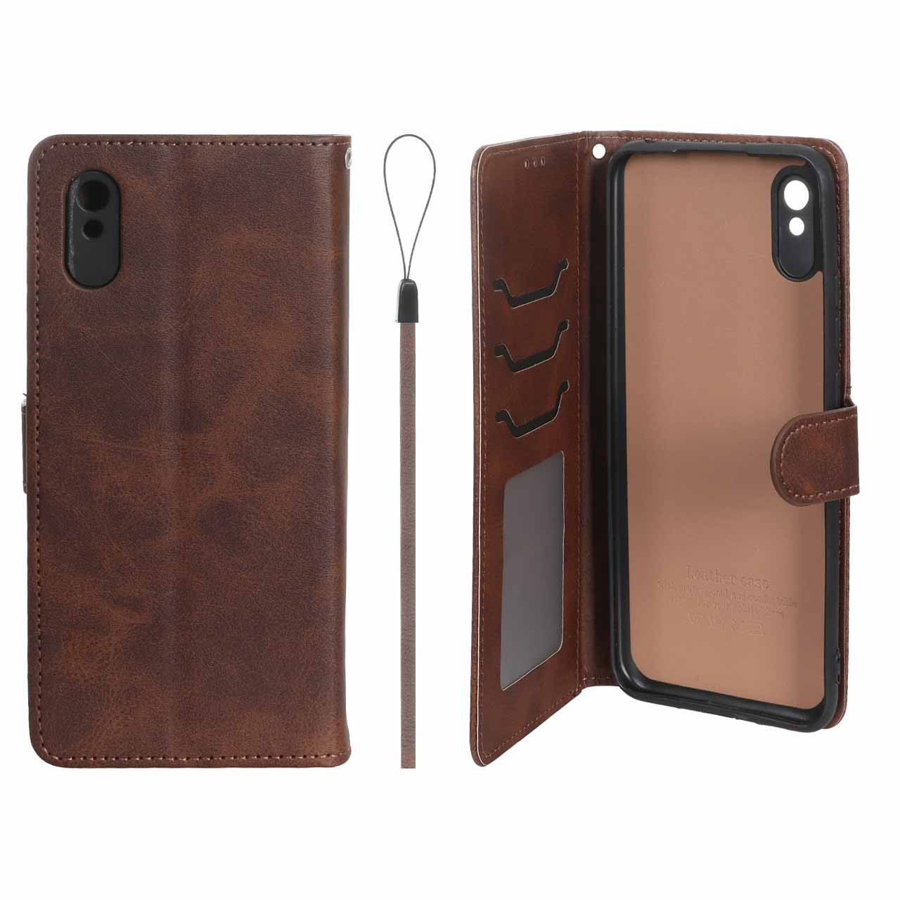 کیف موبایل مگنتی درجه یک داخل خز MNC Plus مدل Xiaomi Redmi 9A / Redmi 9A Sport / Redmi 9AT - قهوه ای