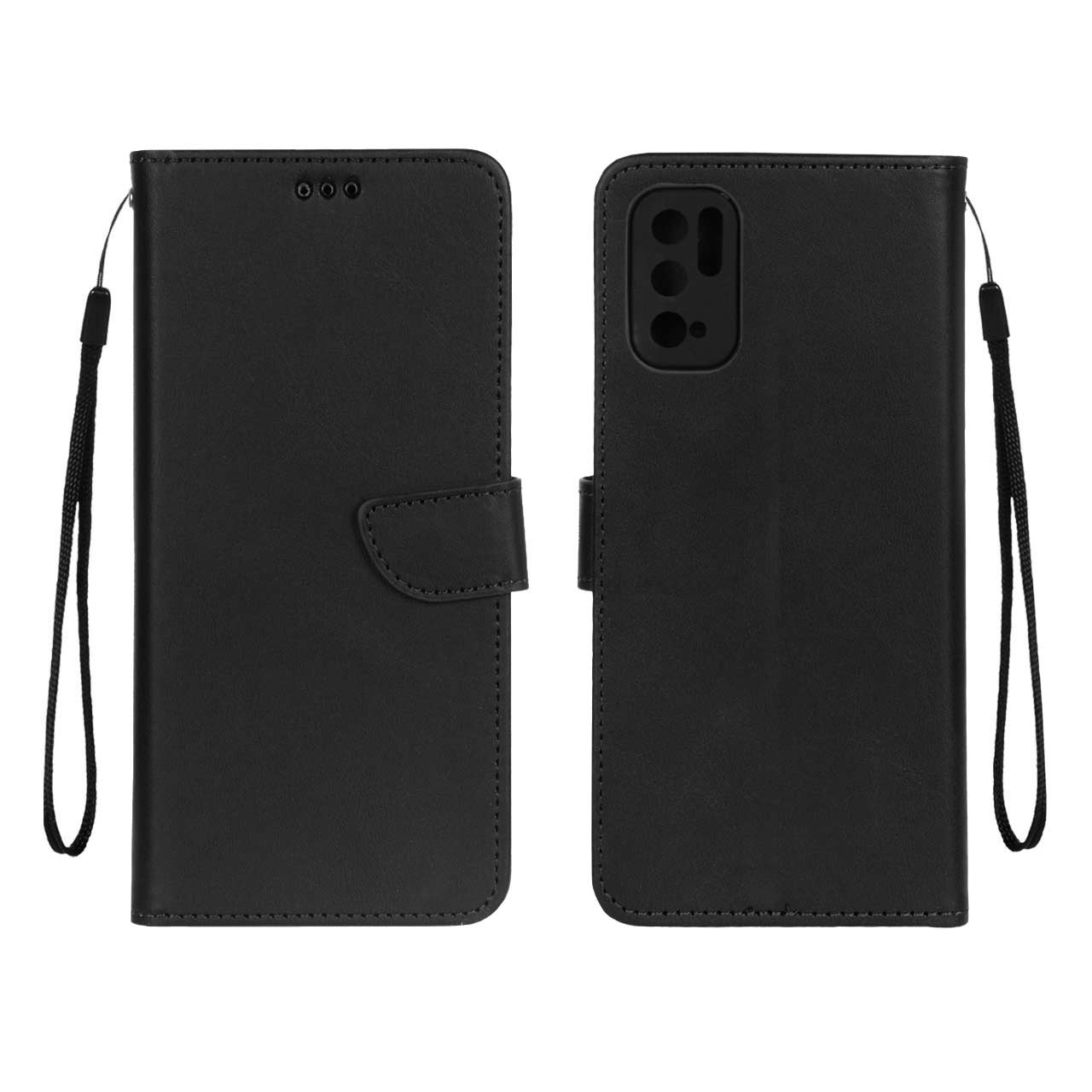 کیف چرمی موبایل مگنتی محافظ لنزدار Xiaomi Poco M3 Pro / Redmi Note 10 5G / Redmi Note 11 SE - مشکی