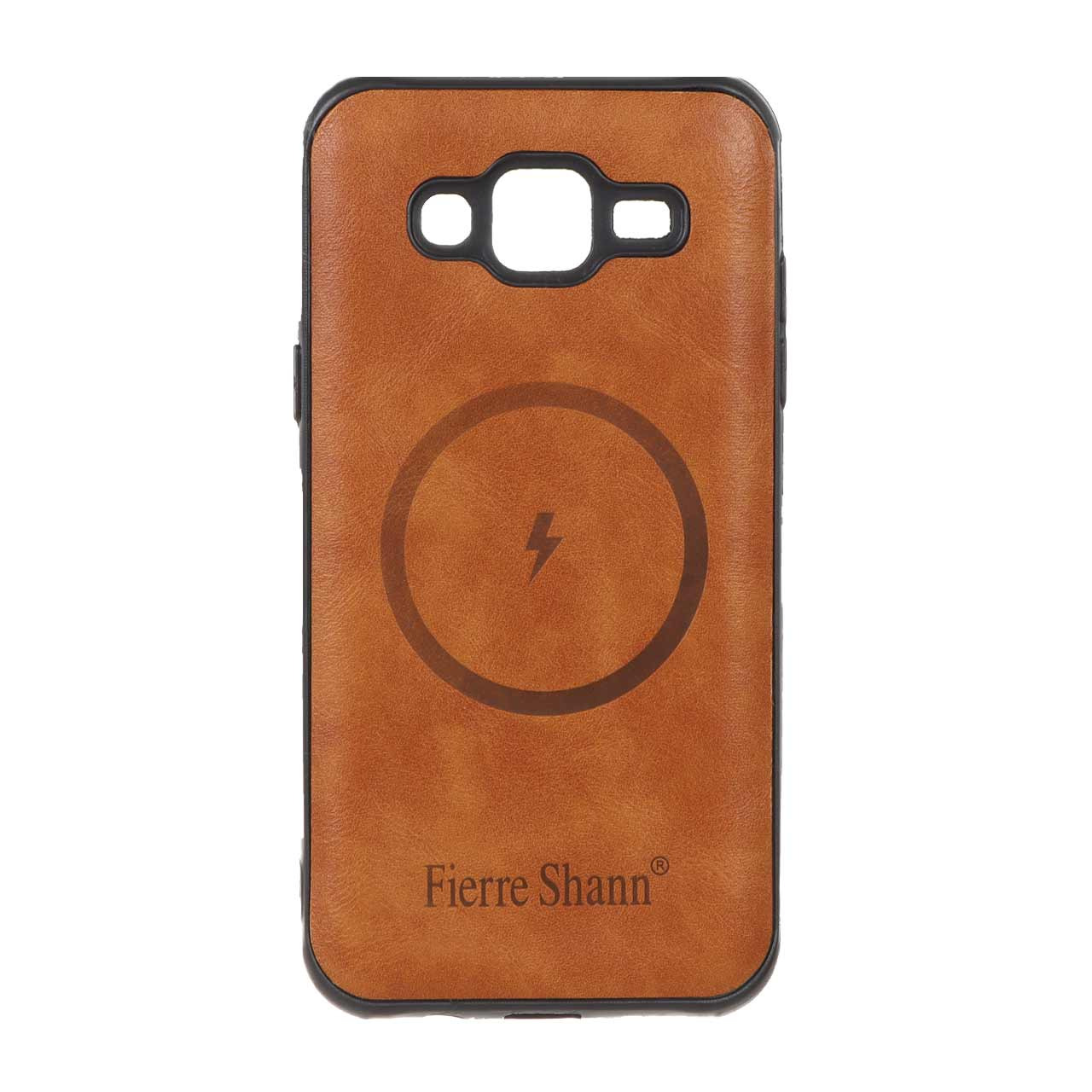 قاب طرح چرم Fierre Shann مدل Samsung Galaxy J5 (2015) / J500 - قهوه ای